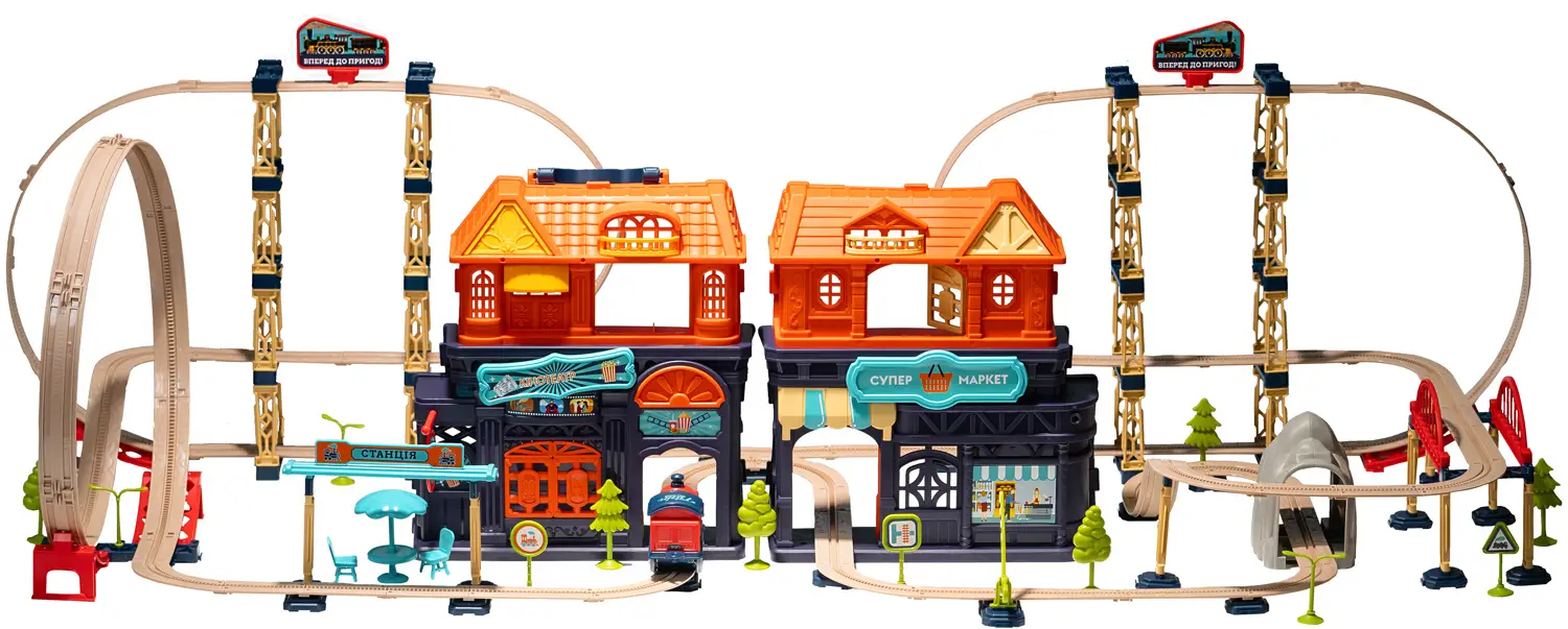 Игровой набор OTAMANKO ХРАБРЫЙ ПАРОВОЗИК трюковая железная дорога 222 детали